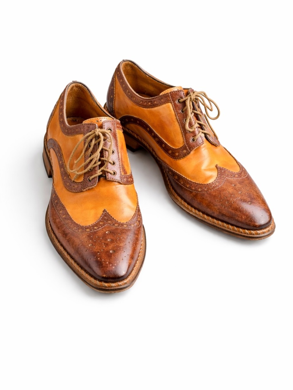Pratesi Made in Italy Two Tone Leather Wingtip Oxfords EU 43 US 10